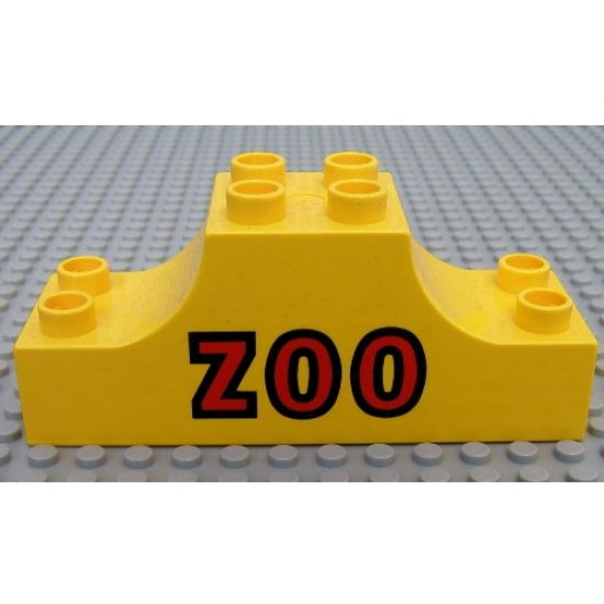 Duplo, Brick 2 x 6 x 2 Curved Ends with 'Zoo' Pattern