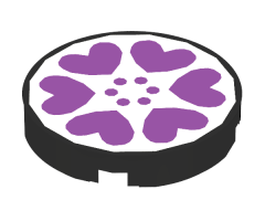 Tile, Round 2 x 2 with Scala Six Purple Hearts Pattern