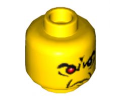Minifigure, Head Male Angry Eyebrows and 1 Red Eye, White Pupils Pattern - Blocked Open Stud