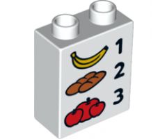 Duplo, Brick 1 x 2 x 2 with Banana 1 Bread 2 Tomatoes 3 Pattern