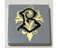 Tile 2 x 2 with Coat of Arms Beauxbatons Pattern