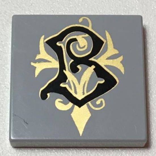 Tile 2 x 2 with Coat of Arms Beauxbatons Pattern