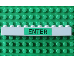 Brick 1 x 10 with Black 'ENTER' on Green Background Pattern (Sticker) - Set 4556