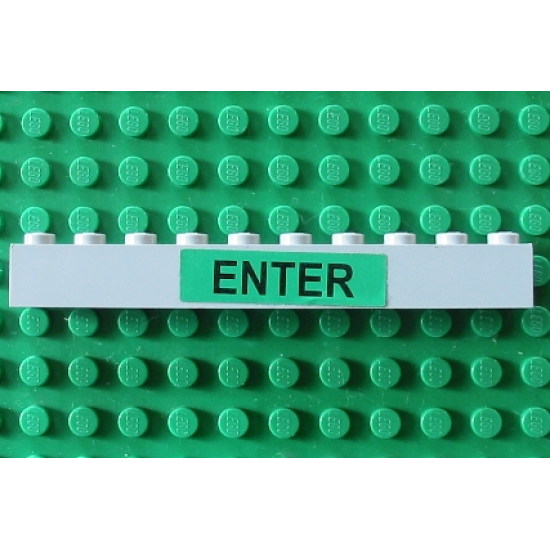 Brick 1 x 10 with Black 'ENTER' on Green Background Pattern (Sticker) - Set 4556