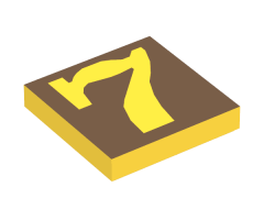 Tile 2 x 2 with Number  7 Brown Background Pattern