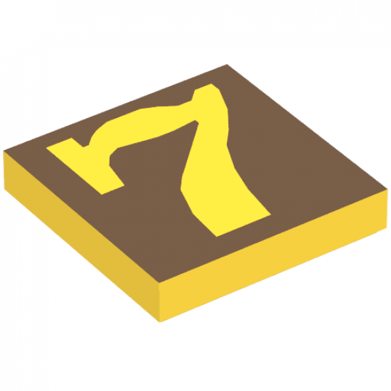 Tile 2 x 2 with Number  7 Brown Background Pattern