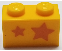 Brick 1 x 2 with Orange Stars, Big Star towards Right Side Pattern (Sticker) - Set 40228