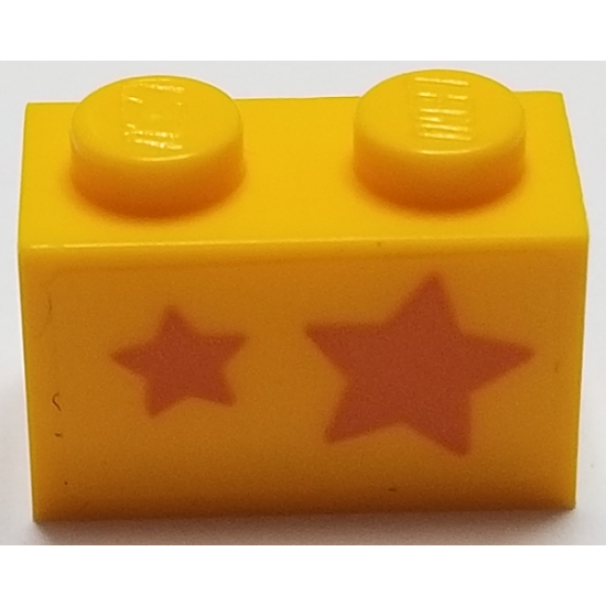 Brick 1 x 2 with Orange Stars, Big Star towards Right Side Pattern (Sticker) - Set 40228