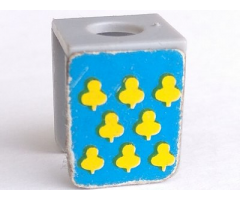 Minifigure, Body Wear Vest with Yellow Cloves on Blue Background Pattern (Stickers) - Sets 375 / 6075
