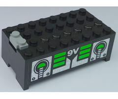 Electric, Battery Box 9V Small Without Battery Cover with Unitron Silver / Green Pattern on Both Sides (Stickers) - Set 6991