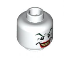 Minifigure, Head Male Dark Green Eyebrows, Wide Smile with Red Lips, Crow's Feet Pattern (The Joker) - Blocked Open Stud