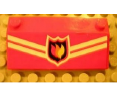 Slope 33 3 x 6 without Inner Walls with White Stripes and Fire Logo Badge Pattern (Sticker) - Set 7906
