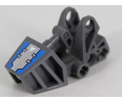 Bionicle Foot with Ball Joint Socket 3 x 6 x 2 1/3 with Blue and Silver Hatch and White Arrow Pattern (Sticker) - Set 8106