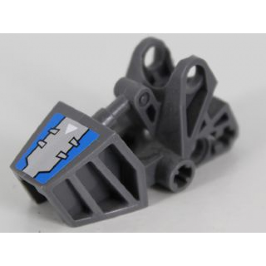 Bionicle Foot with Ball Joint Socket 3 x 6 x 2 1/3 with Blue and Silver Hatch and White Arrow Pattern (Sticker) - Set 8106