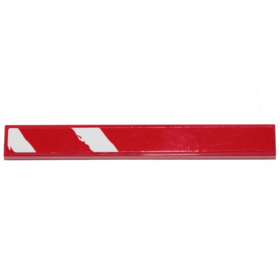Tile 1 x 8 with 2 Rugged White Diagonal Stripes on Red Background Pattern (Sticker) - Set 75254