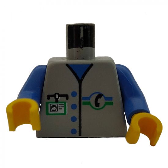 Torso Telephone Logo, 4 Blue Buttons Pattern / Blue Arms / Yellow Hands