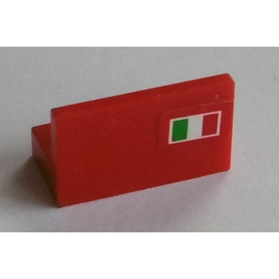 Panel 1 x 2 x 1 with Italian Flag on Red Background Pattern Model Right Side (Sticker) - Set 8654 / 8375 / 8673