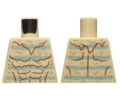 Torso, Reddish Brown Muscle Contours, 4 Blurry Sand Green Stripes Pattern