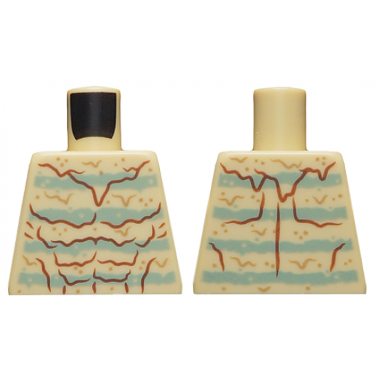 Torso, Reddish Brown Muscle Contours, 4 Blurry Sand Green Stripes Pattern