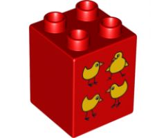 Duplo, Brick 2 x 2 x 2 with Four Birds Pattern