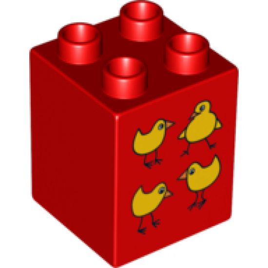 Duplo, Brick 2 x 2 x 2 with Four Birds Pattern