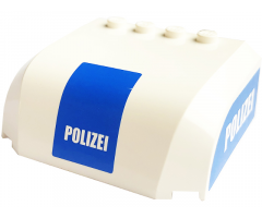 Windscreen 5 x 6 x 2 Curved Top Canopy with 4 Studs with White 'POLIZEI' on Blue Pattern on Front and Both Sides (Stickers) - Set 7743