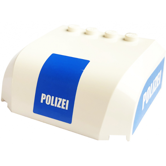 Windscreen 5 x 6 x 2 Curved Top Canopy with 4 Studs with White 'POLIZEI' on Blue Pattern on Front and Both Sides (Stickers) - Set 7743