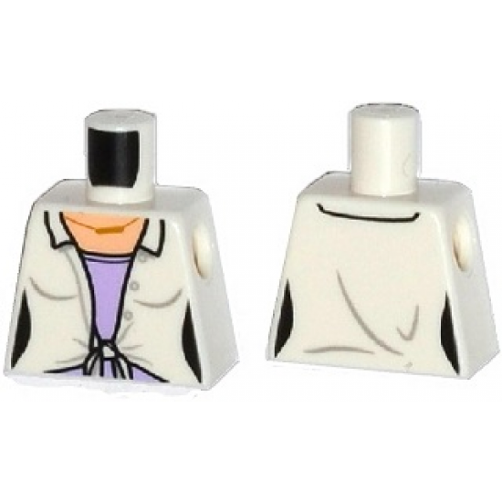 Torso Female Blouse with Knot over Lavender Shirt and Gold Necklace Pattern