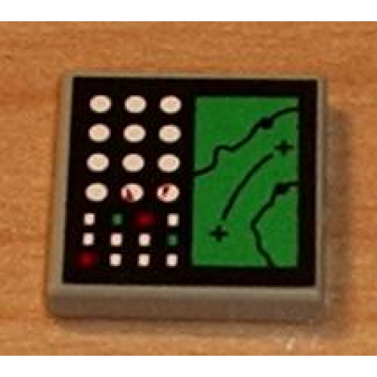 Tile 2 x 2 with Electronic Terrain Display Pattern (Sticker) - Set 8839