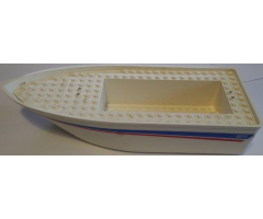 Boat Hull Unitary 25 x 10 x 4 1/3 with Red and Blue Stripes and '4011' Pattern on Both Sides (Stickers) - Set 4011