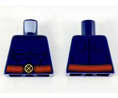 Torso Bare Chest with Muscles Outline and Red Belt with X-Men Logo Belt Buckle Pattern
