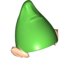 Minifigure, Headgear Hat, Elf with Pointed Ears with Bright Green Top Pattern