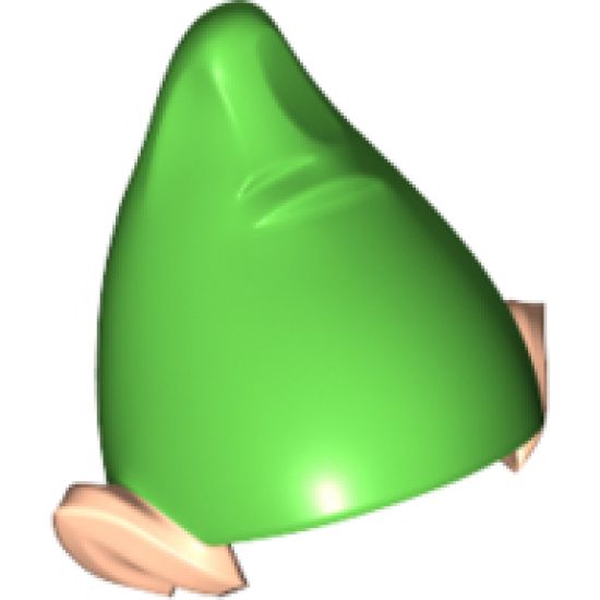 Minifigure, Headgear Hat, Elf with Pointed Ears with Bright Green Top Pattern
