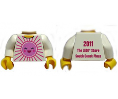 Torso Pink Sun Front, 2011 The LEGO Store South Coast Plaza Back Pattern / White Arms / Yellow Hands