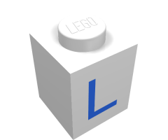 Brick 1 x 1 with Blue 'L' Pattern