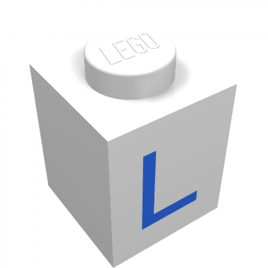 Brick 1 x 1 with Blue 'L' Pattern