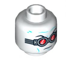 Minifigure, Head Goggles Silver with Red Lenses, Medium Azure Wrinkles Pattern (Mr. Freeze) - Hollow Stud