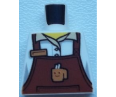 Torso Reddish Brown Apron Female Outline with Cup and Name Tag Pattern