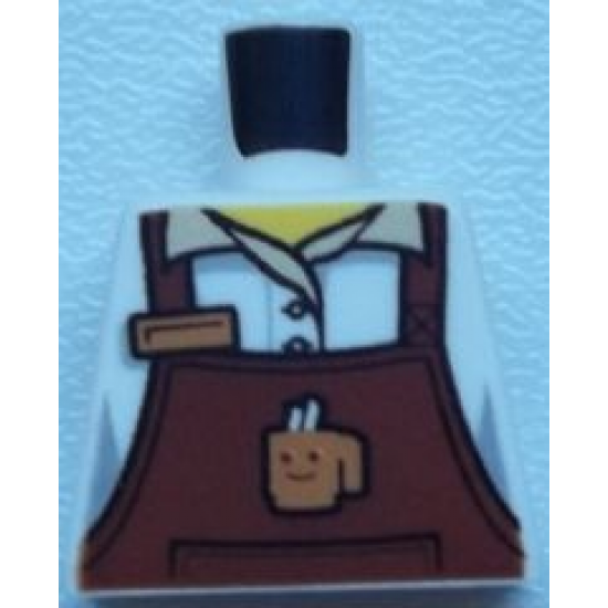 Torso Reddish Brown Apron Female Outline with Cup and Name Tag Pattern
