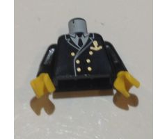 Torso Boat Captain, Suit Double Breasted and Gold Anchor Logo Pattern / Black Arms / Yellow Hands