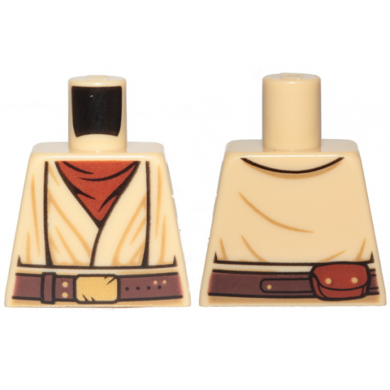 Torso SW Layered Shirt, Reddish Brown Undershirt, Reddish Brown Belt with Gold Buckle Pattern (SW Obi-Wan)