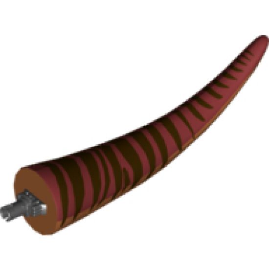Animal, Body Part Dinosaur Tail Tyrannosaurus rex with Pin, Dark Red Top and Dark Brown Stripes Pattern