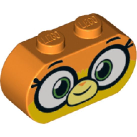 Brick, Modified 1 x 3 with Round Ends with Large Eyes and Smile Pattern (Dr. Fox / Unikitty)