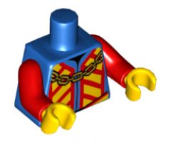 Torso Castle King Jacket with Red and Yellow Chevrons and Gold Chain Pattern / Red Arms / Yellow Hands