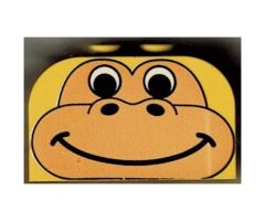 Slope, Curved 4 x 2 x 2 Double with Four Studs with Animal (Dinosaur / Gorilla) Face Pattern