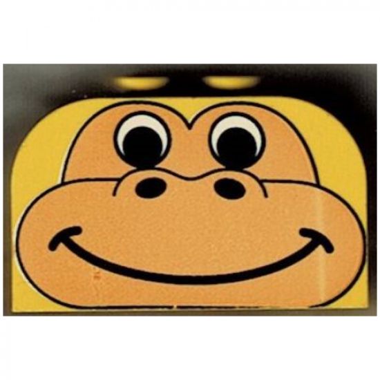 Slope, Curved 4 x 2 x 2 Double with Four Studs with Animal (Dinosaur / Gorilla) Face Pattern