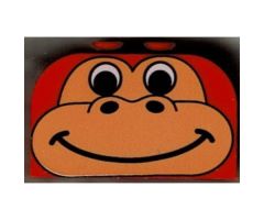 Slope, Curved 4 x 2 x 2 Double with Four Studs with Animal (Dinosaur / Gorilla) Face Pattern