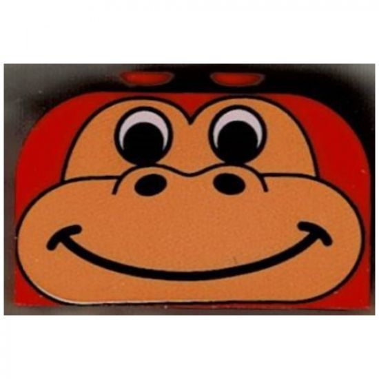 Slope, Curved 4 x 2 x 2 Double with Four Studs with Animal (Dinosaur / Gorilla) Face Pattern