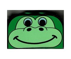 Slope, Curved 4 x 2 x 2 Double with Four Studs with Animal (Dinosaur / Gorilla) Face Pattern