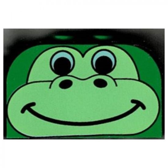 Slope, Curved 4 x 2 x 2 Double with Four Studs with Animal (Dinosaur / Gorilla) Face Pattern